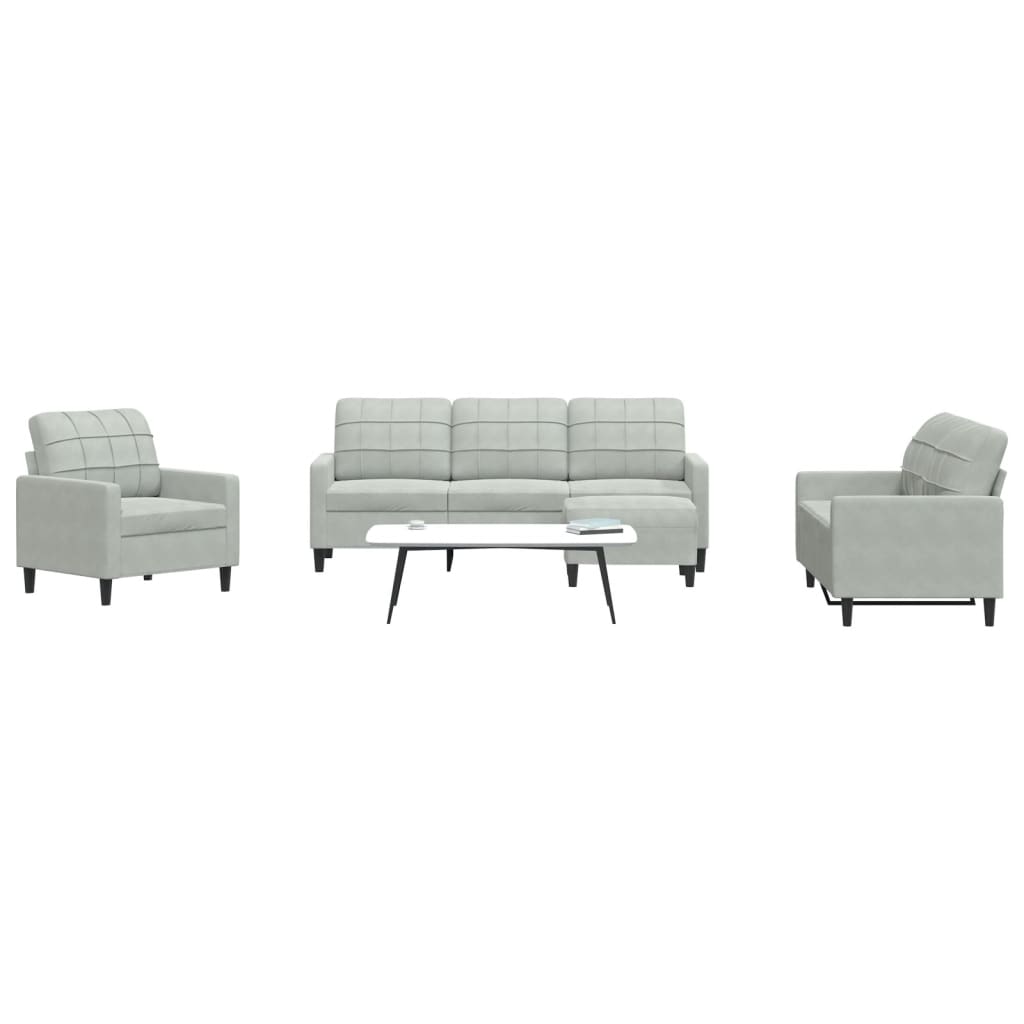 Set di Divani 4 pz con Cuscini Grigio Chiaro in Velluto 3278361