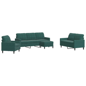 Set di Divani 4 pz con Cuscini Verde scuro in Velluto 3278363