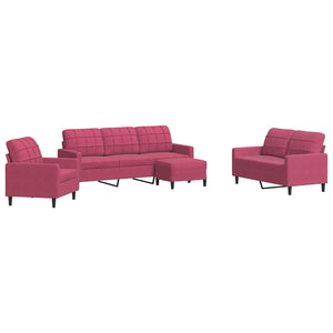 Set di Divani 4 pz con Cuscini Rosso Vino in Velluto 3278365