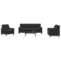 Set di Divani 3 pz con Cuscini e Rinforzi Nero in Velluto 3278376