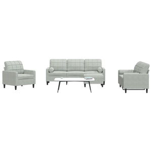 Set di Divani 4 pz con Cuscini e Rinforzi Grigio Chiaro Velluto 3278381