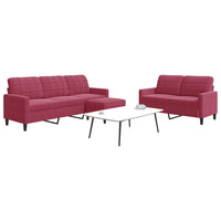 Set di Divani 3 pz con Cuscini Rosso Vino in Velluto 3278405