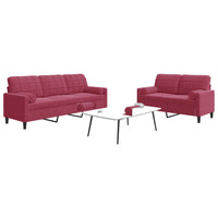 Set di Divani 2 pz con Cuscini e Rinforzi Rosso Vino in Velluto 3278415