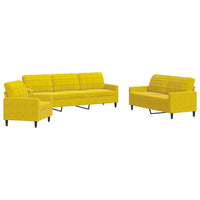 Set di Divani 3 pz con Cuscini giallo in Velluto 3278437