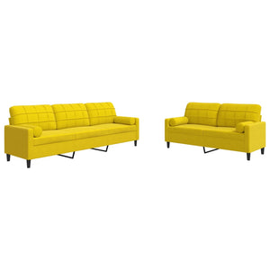 Set di Divani 2 pz con Cuscini e Rinforzi Giallo in Velluto 3278497