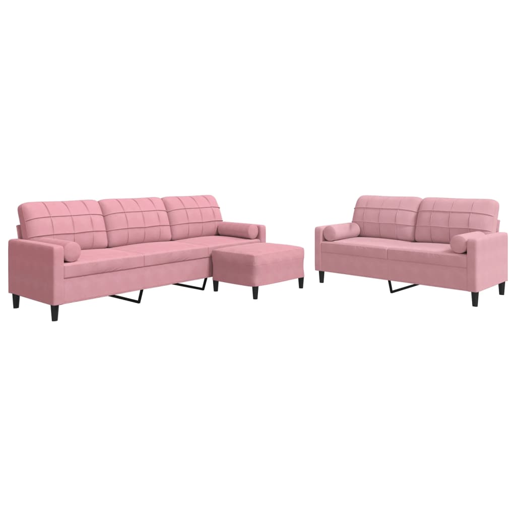 Set di Divani 3 pz con Cuscini e Rinforzi rosa in Velluto 3278504