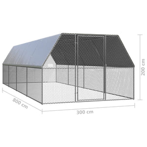 Gabbia per Polli 3x8x2 m in Acciaio Zincato 3278810