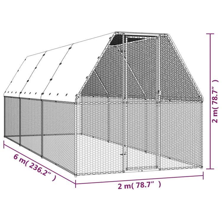 Gabbia per Polli 2x6x2 m in Acciaio Zincato 3278814