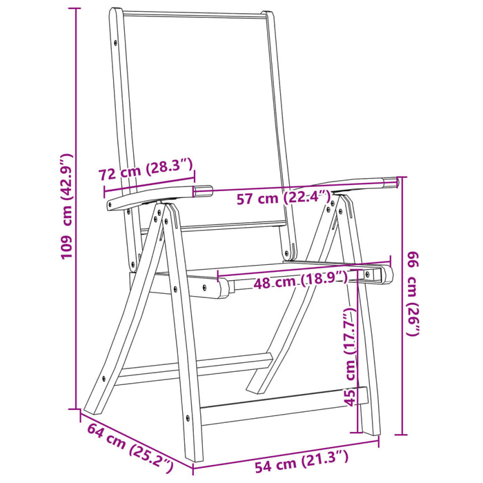 Sedie da Giardino Pieghevoli 6 pz Massello d'Acacia e Textilene 3279239