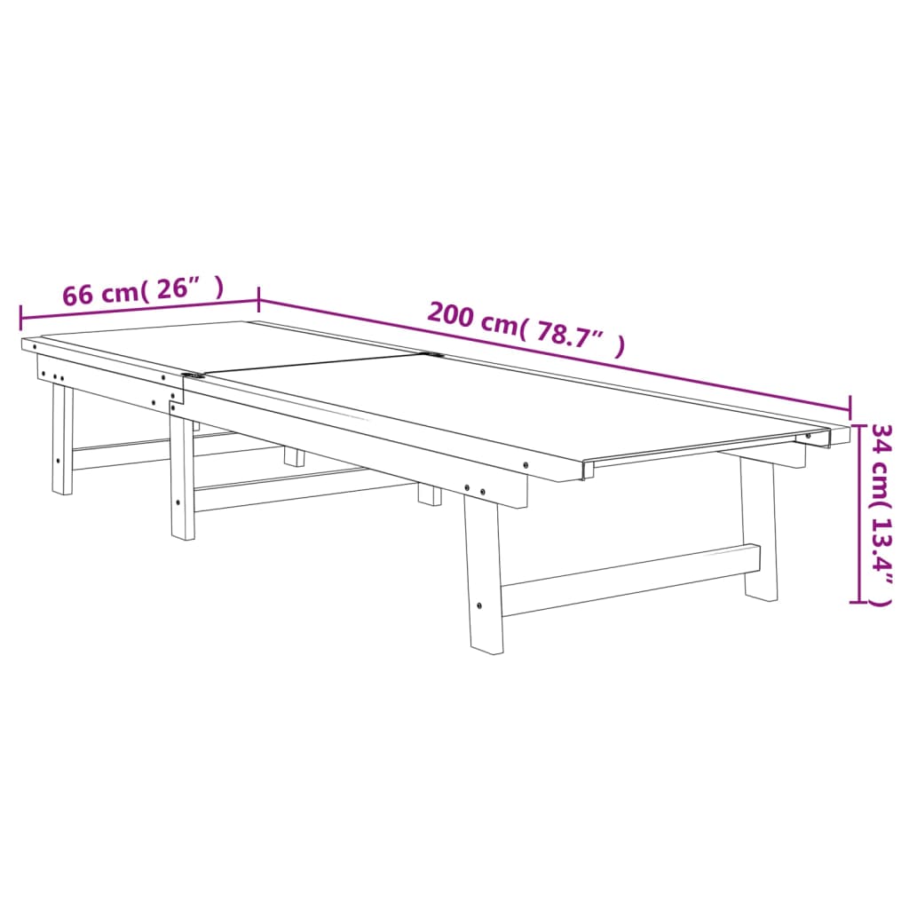 Lettini Prendisole 2 pz Neri Legno Massello Acacia e Textilene 3279247