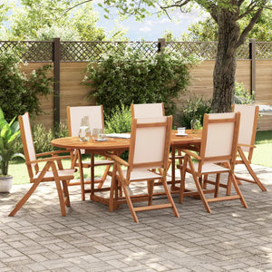 Set Pranzo da Giardino 7pz Legno Massello di Acacia e Textilene 3279276