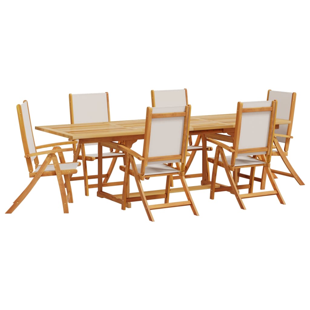 Set Pranzo da Giardino 7pz Legno Massello di Acacia e Textilene 3279292