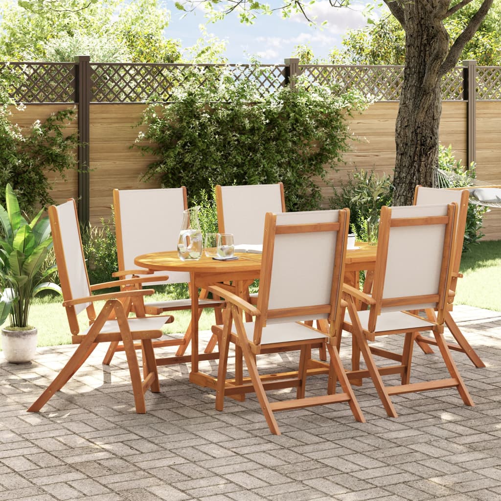 Set Pranzo da Giardino 7pz Legno Massello di Acacia e Textilene 3279295