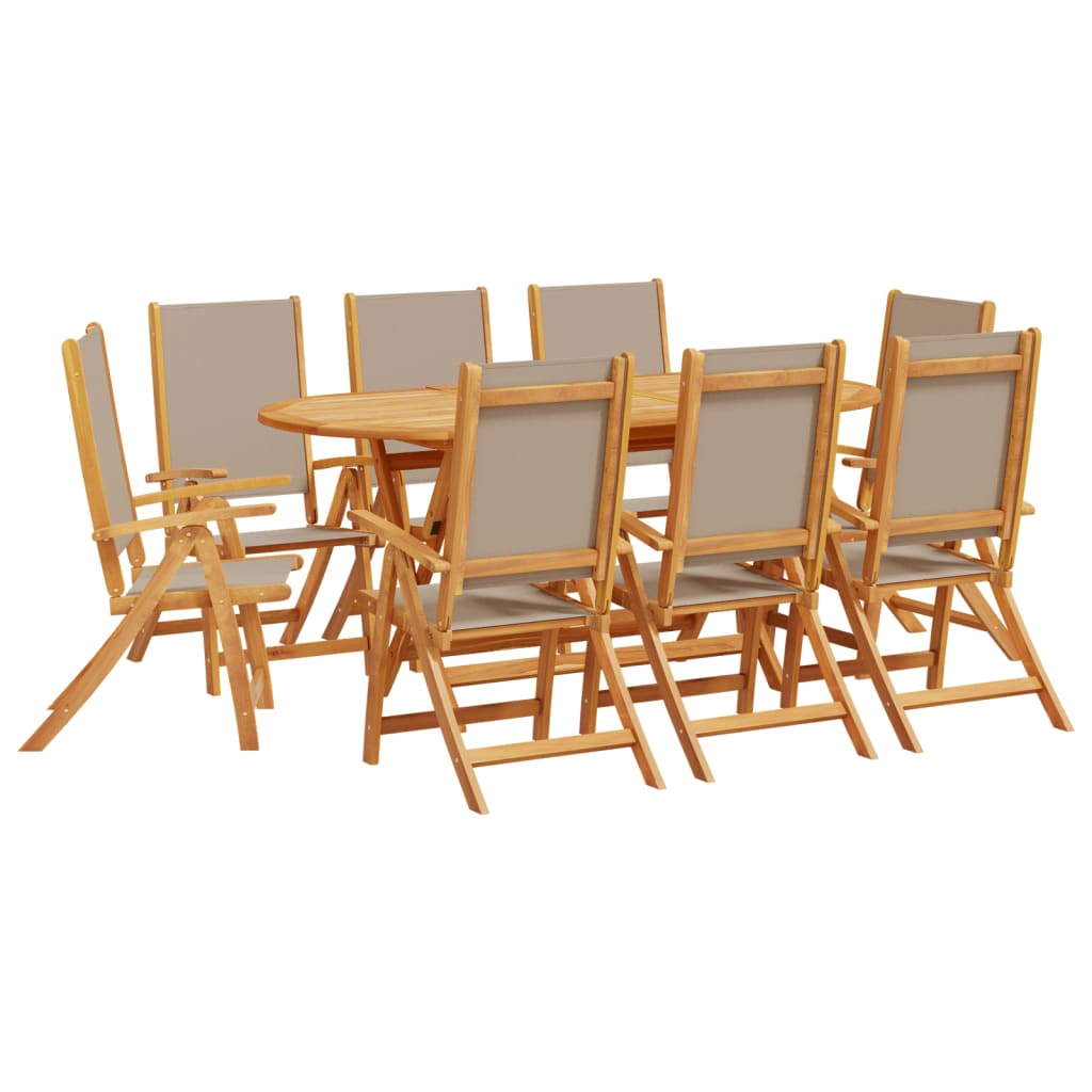 Set Pranzo da Giardino 9pz Legno Massello di Acacia e Textilene 3279313