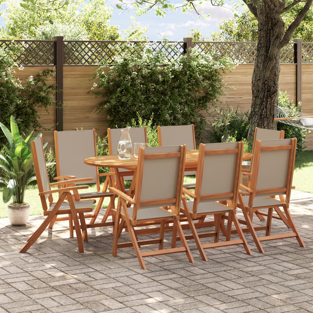 Set Pranzo da Giardino 9pz Legno Massello di Acacia e Textilene 3279313