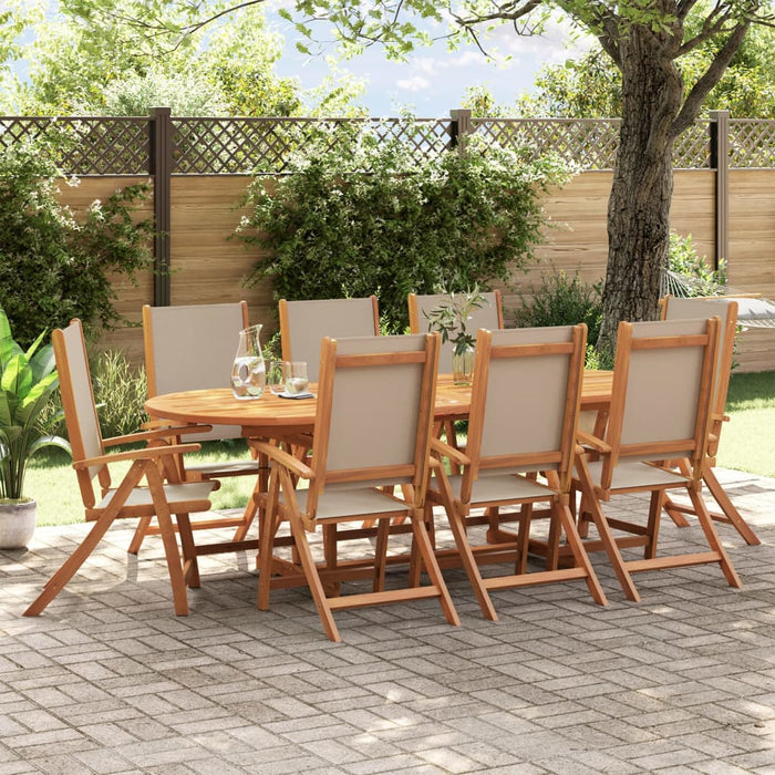 Set Pranzo da Giardino 9pz Legno Massello di Acacia e Textilene 3279319