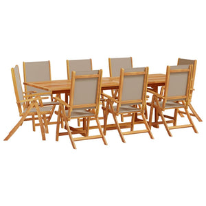 Set Pranzo da Giardino 9pz Legno Massello di Acacia e Textilene 3279321