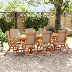 Set Pranzo da Giardino 9pz Legno Massello di Acacia e Textilene 3279321