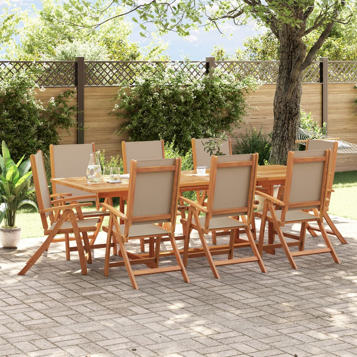 Set Pranzo da Giardino 9pz Legno Massello di Acacia e Textilene 3279321