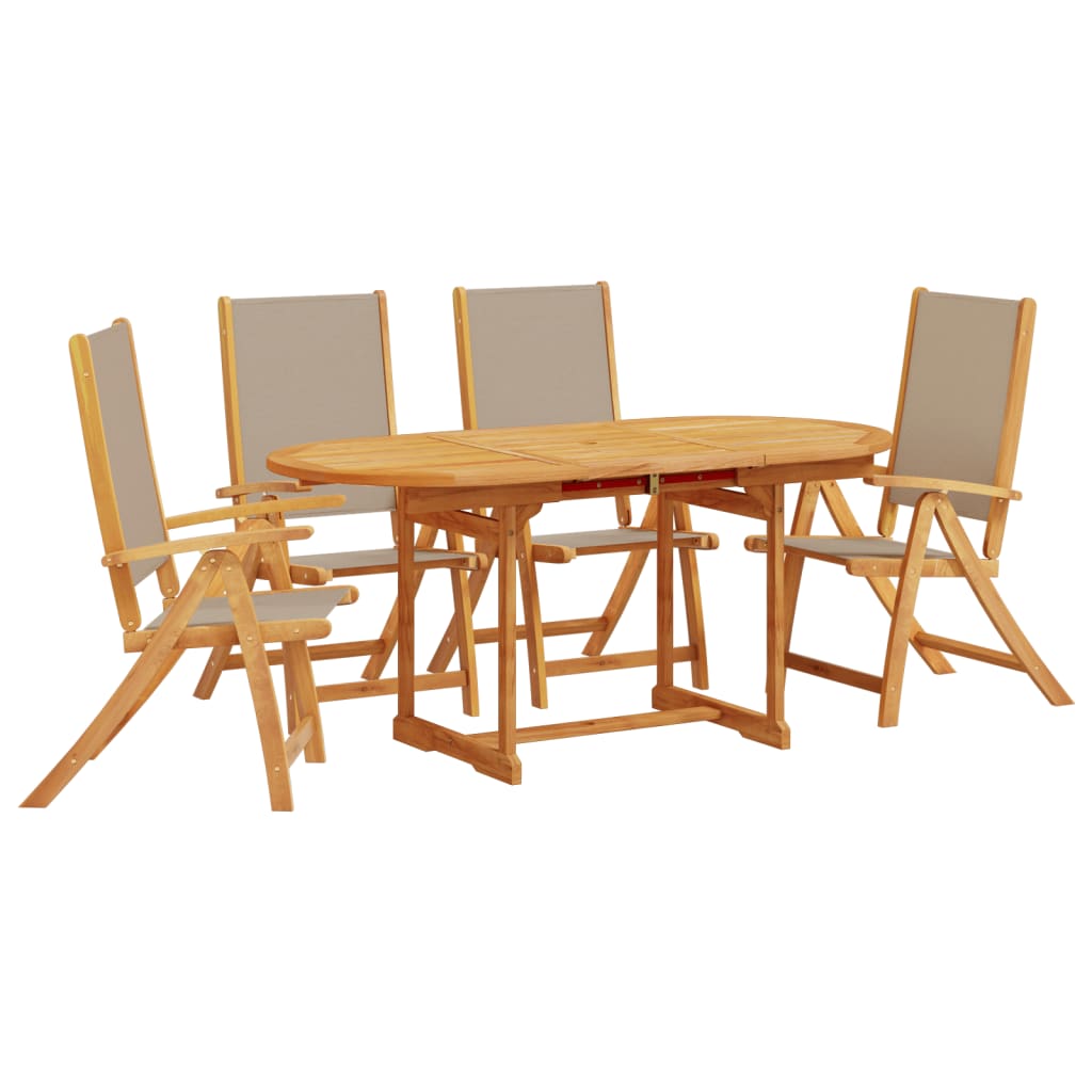 Set Pranzo da Giardino 5pz Legno Massello di Acacia e Textilene 3279322