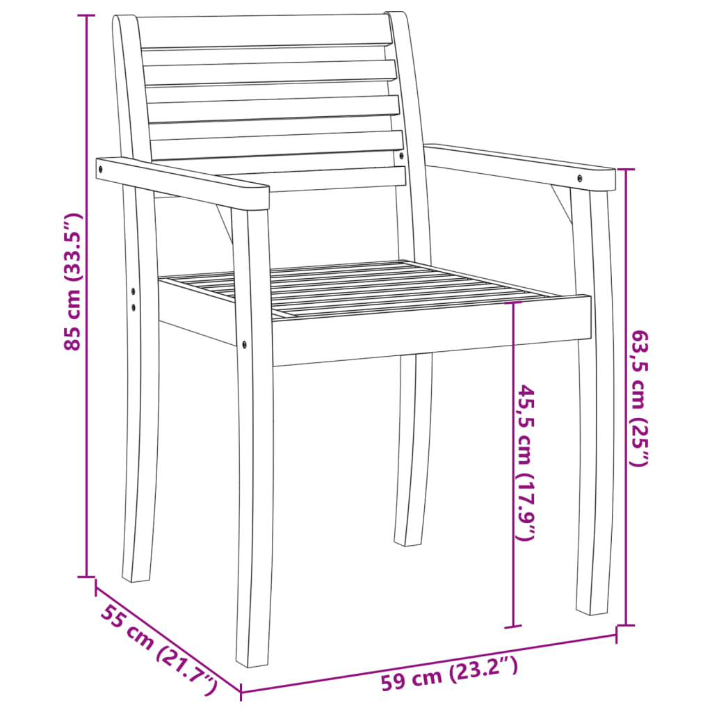 Sedie da Giardino 8 pz 59x55x85 cm Legno Massello di Acacia 3217204