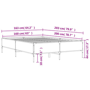 Giroletto Grigio Sonoma 160x200 cm in Legno Multistrato Metallo 3279790