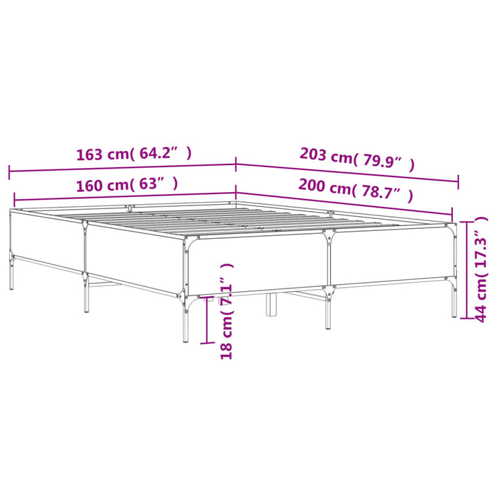 Giroletto Grigio Sonoma 160x200 cm in Legno Multistrato Metallo 3279790