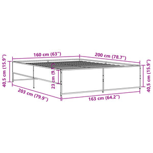 Giroletto Nero 160x200 cm in Legno Multistrato e Metallo 3279877