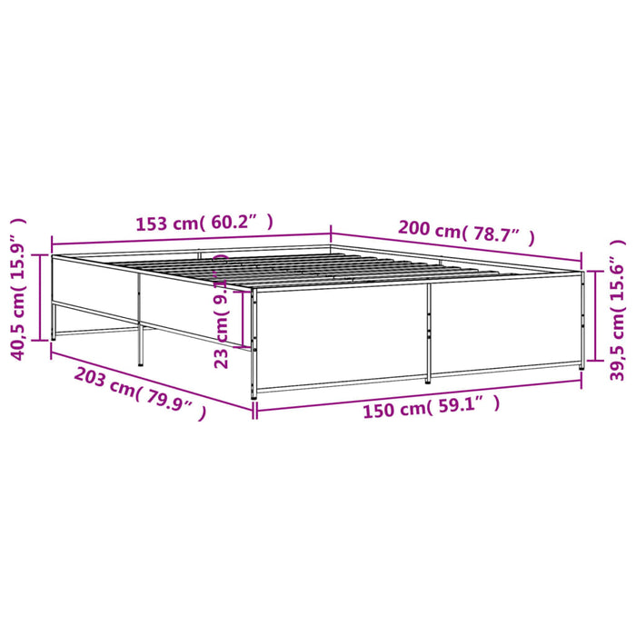 Giroletto Nero 150x200 cm in Legno Multistrato e Metallo 3279882