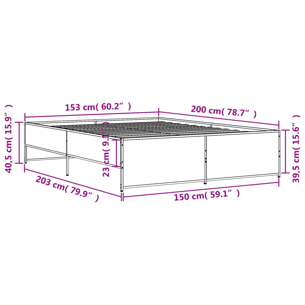 Giroletto Grigio Sonoma 150x200 cm in Legno Multistrato Metallo 3279885