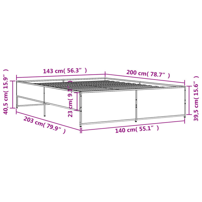 Giroletto Nero 140x200 cm in Legno Multistrato e Metallo 3279887