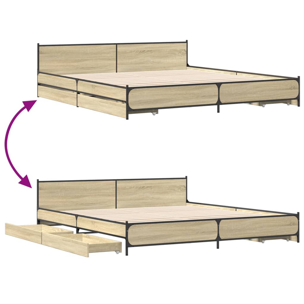 Giroletto Cassetti Rovere Sonoma 200x200 cm Legno Multistrato 3279913