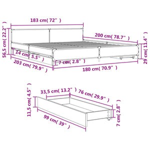 Giroletto Cassetti Rovere Sonoma 180x200 cm Legno Multistrato 3279918