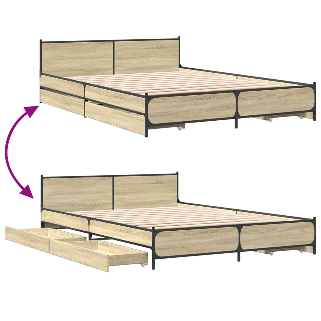 Giroletto Cassetti Rovere Sonoma 150x200 cm Legno Multistrato 3279928