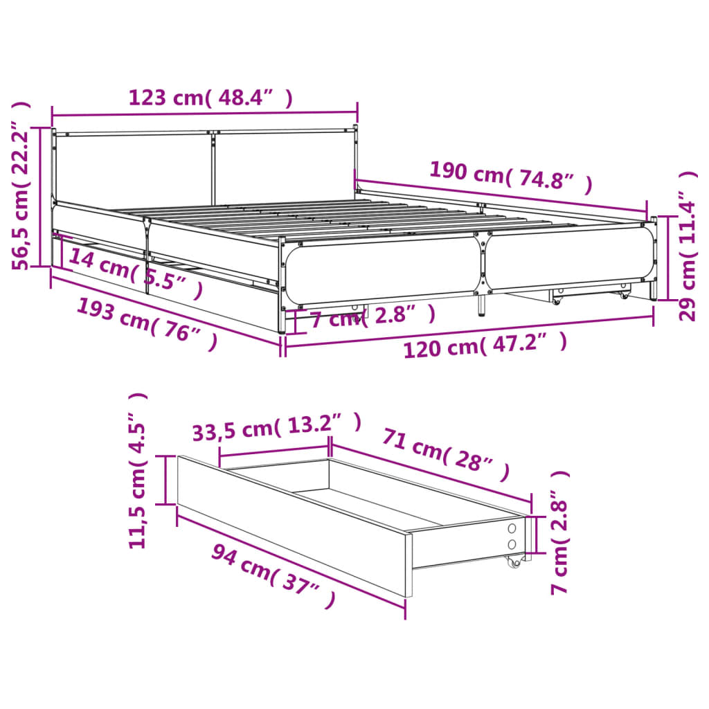 Giroletto Cassetti Rovere Marrone 120x190 cm Legno Multistrato 3279956