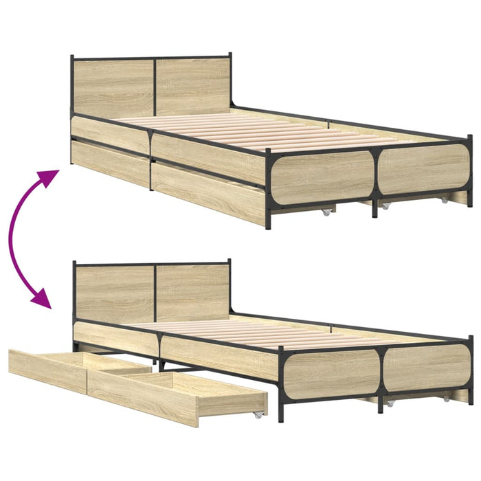 Giroletto Cassetti Rovere Sonoma 90x200 cm Legno Multistrato 3279968