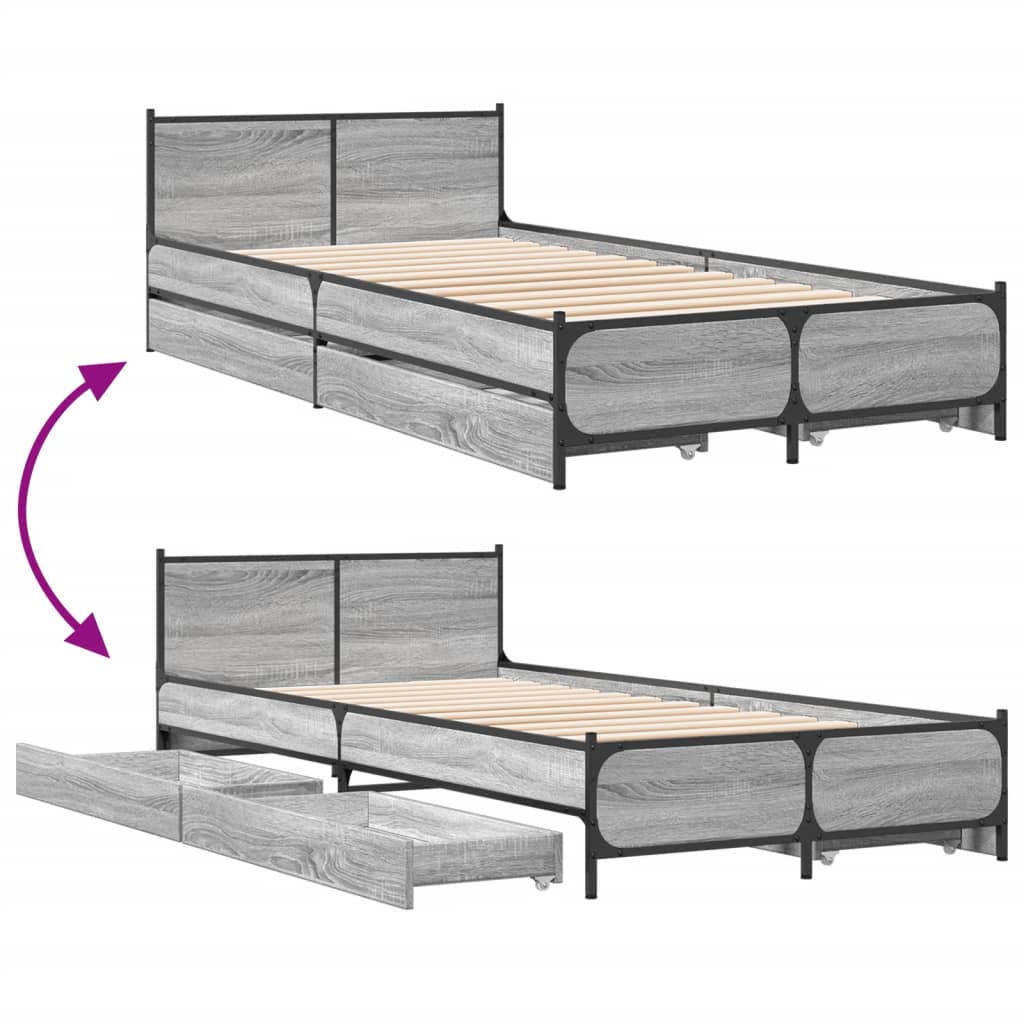 Giroletto Cassetti Grigio Sonoma 75x190 cm Legno Multistrato 3279975