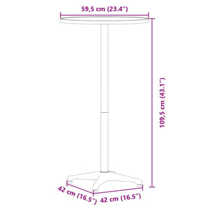 Tavolo da Bar per Esterni Regolabile Ø59,5x70/109,5cm Alluminio 4007197