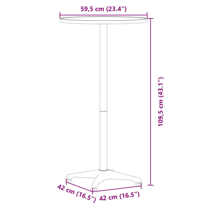 Tavolo da Bar per Esterni Regolabile Ø59,5x70/109,5cm Alluminio 4007197