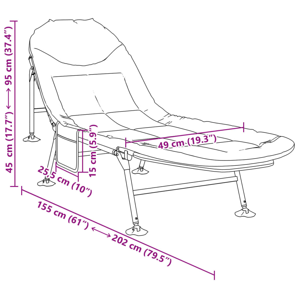 Letto da Pesca con Gambe Anti Fango Pieghevole Grigio Mélange 4006424