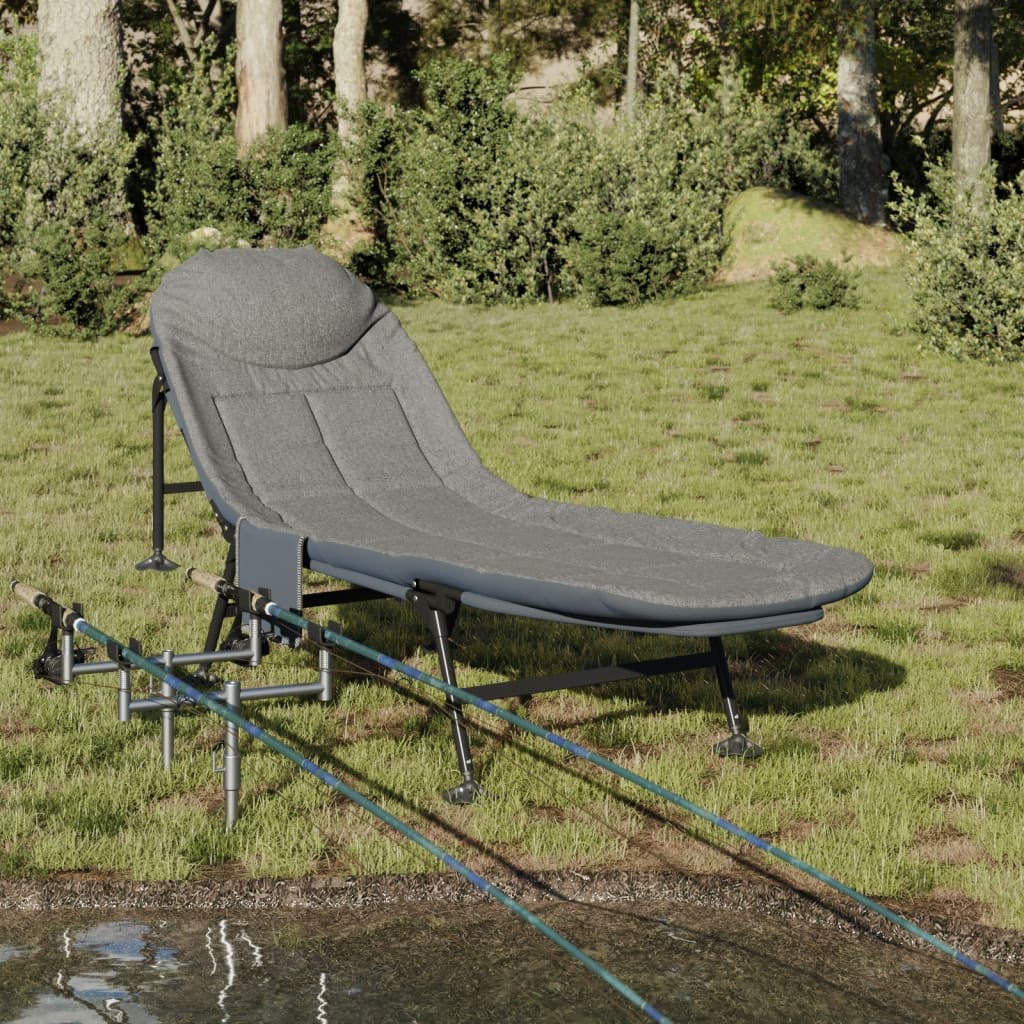 Letto da Pesca con Gambe Anti Fango Pieghevole Grigio Mélange 4006424