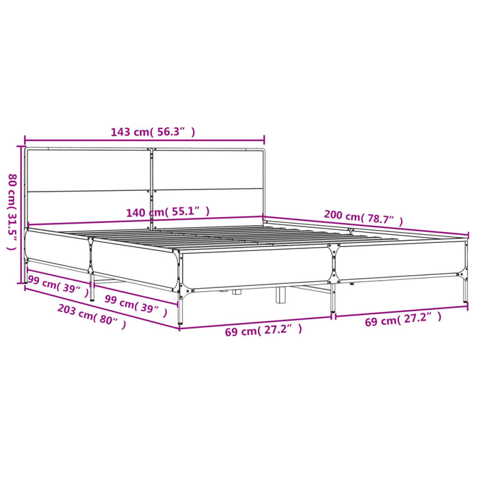 Giroletto Grigio Sonoma 140x200 cm in Legno Multistrato Metallo 3280000