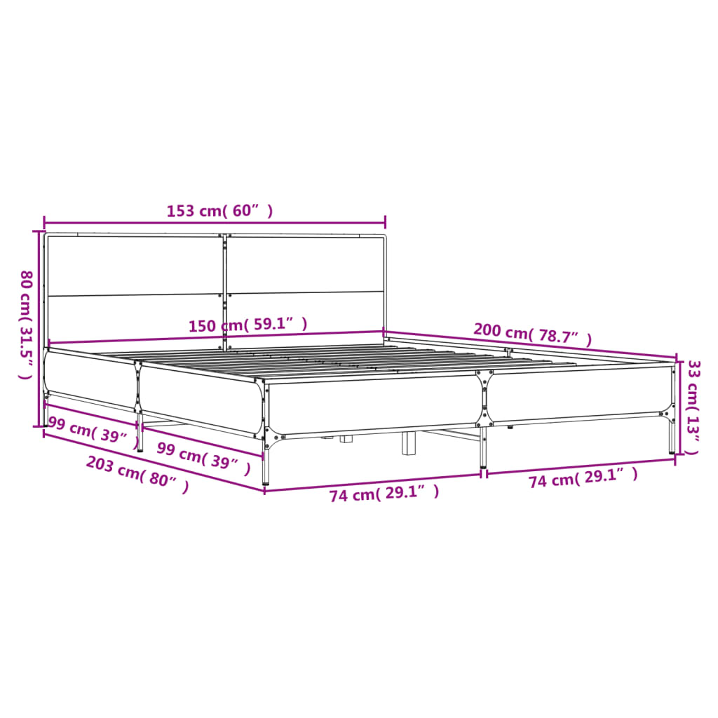 Giroletto Nero 150x200 cm in Legno Multistrato e Metallo 3280002