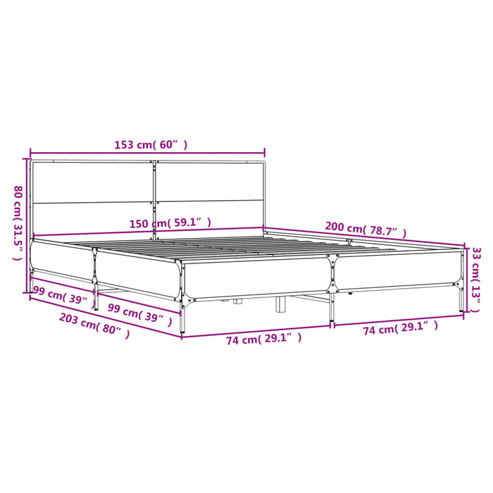 Giroletto Nero 150x200 cm in Legno Multistrato e Metallo 3280002