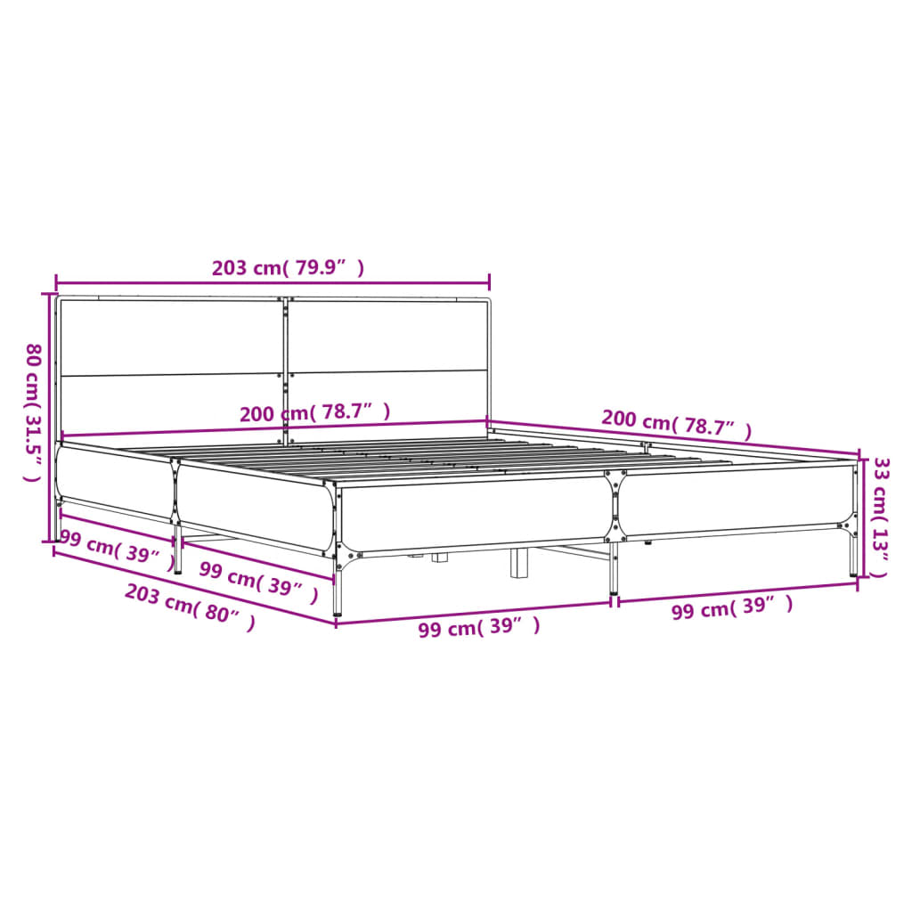 Giroletto Rovere Sonoma 200x200 cm Legno Multistrato e Metallo 3280018