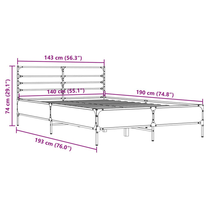 Giroletto Nero 140x190 cm in Legno Multistrato e Metallo 3280077