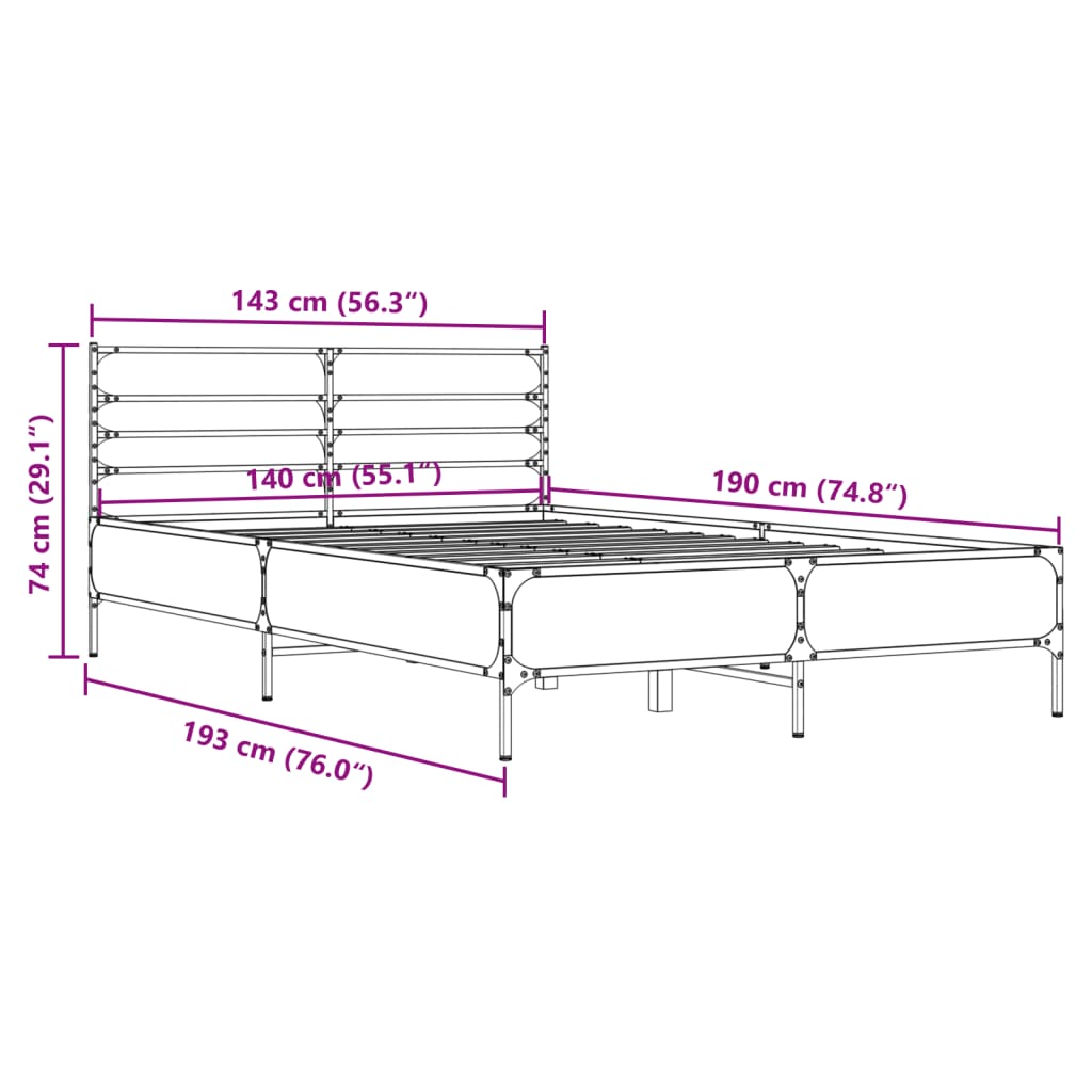 Giroletto Grigio Sonoma 140x190 cm in Legno Multistrato Metallo 3280080