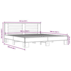 Giroletto Nero 180x200 cm in Legno Multistrato e Metallo 3280087