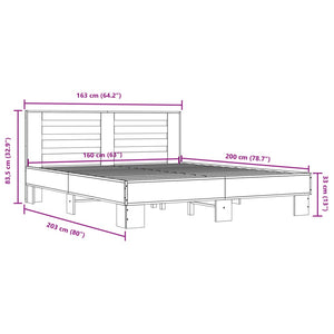 Giroletto Grigio Sonoma 160x200 cm in Legno Multistrato Metallo 3280095