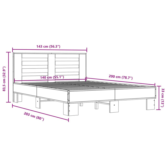 Giroletto Grigio Sonoma 140x200 cm in Legno Multistrato Metallo 3280105